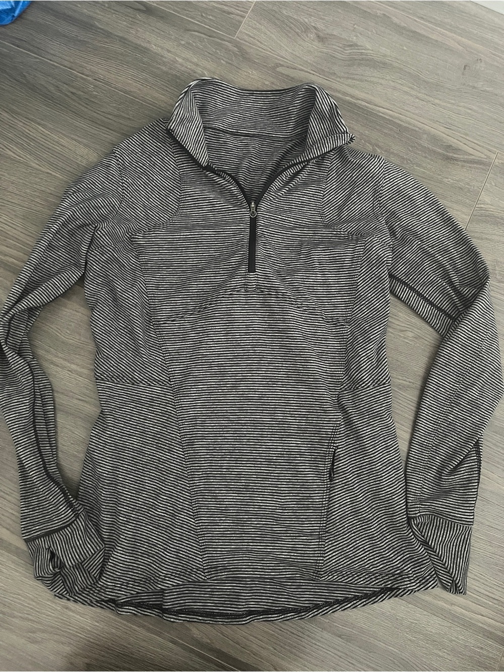 lululemon athletica Black and White Striped Half-Zip Pullover